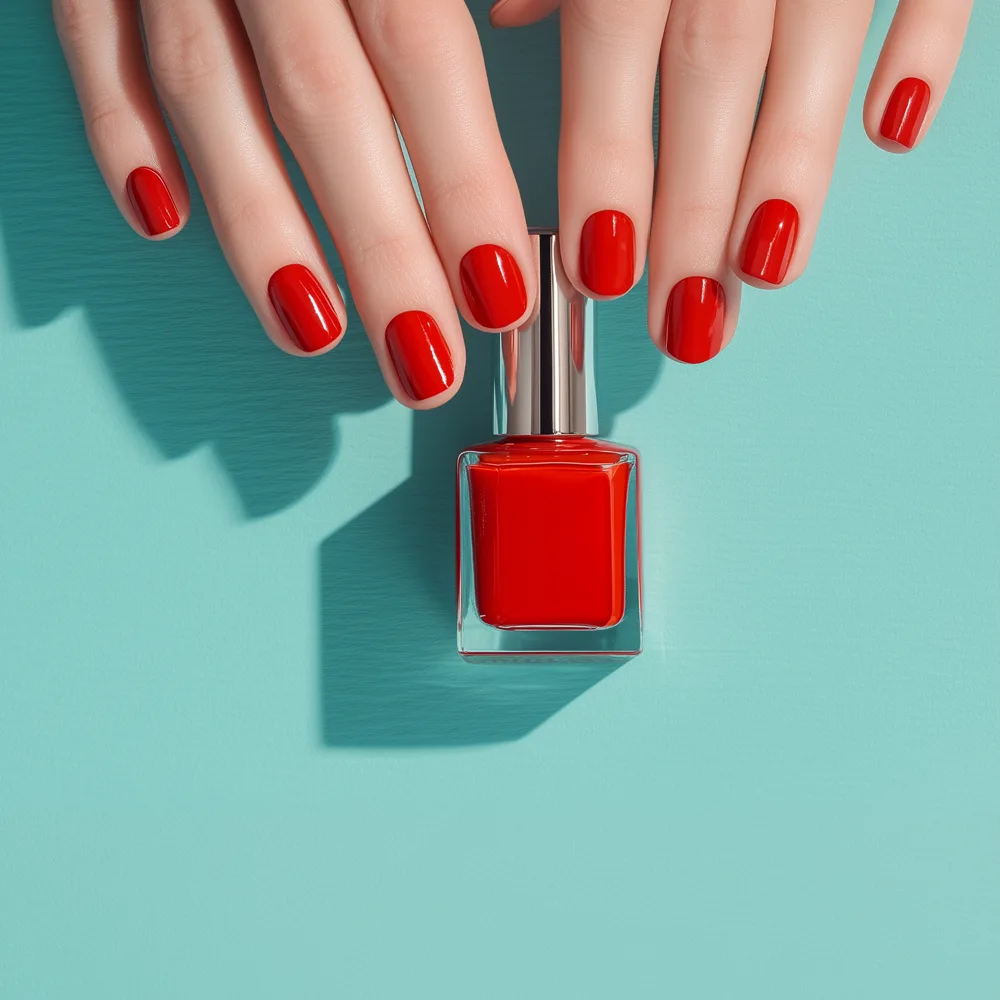 Maniküre Nagelstudio Gießen - Hände einer Frau mir rotem Nagellack